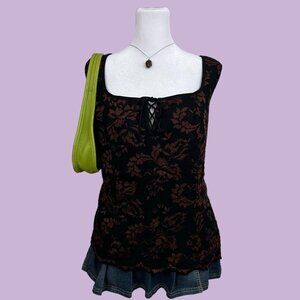 y2k brown and black lace whimsygoth grunge tank top